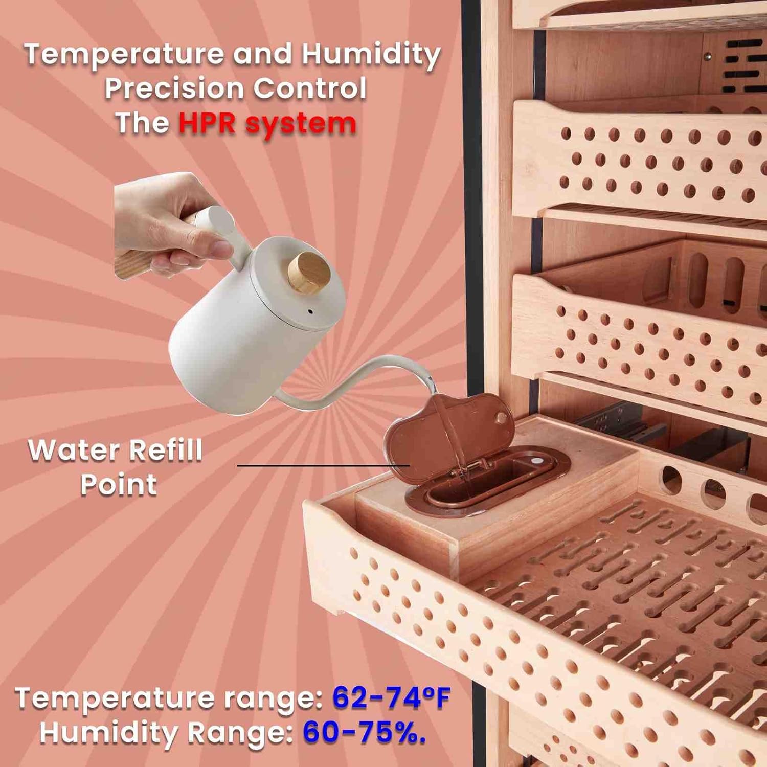 Electric cigar humidor B6 fingerprint security lock