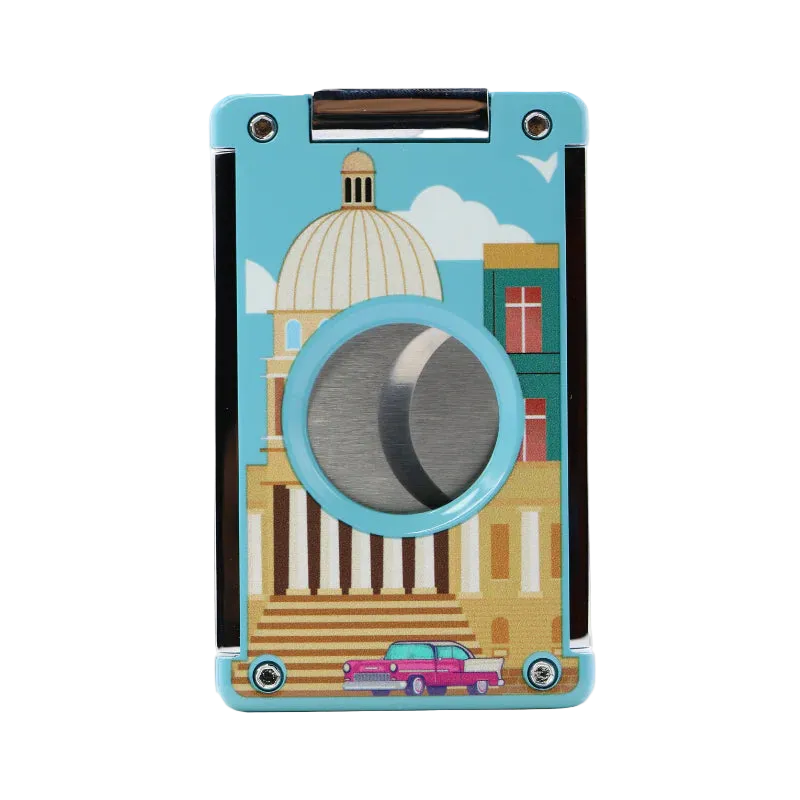 Phone case with architectural design and pink car on a white background