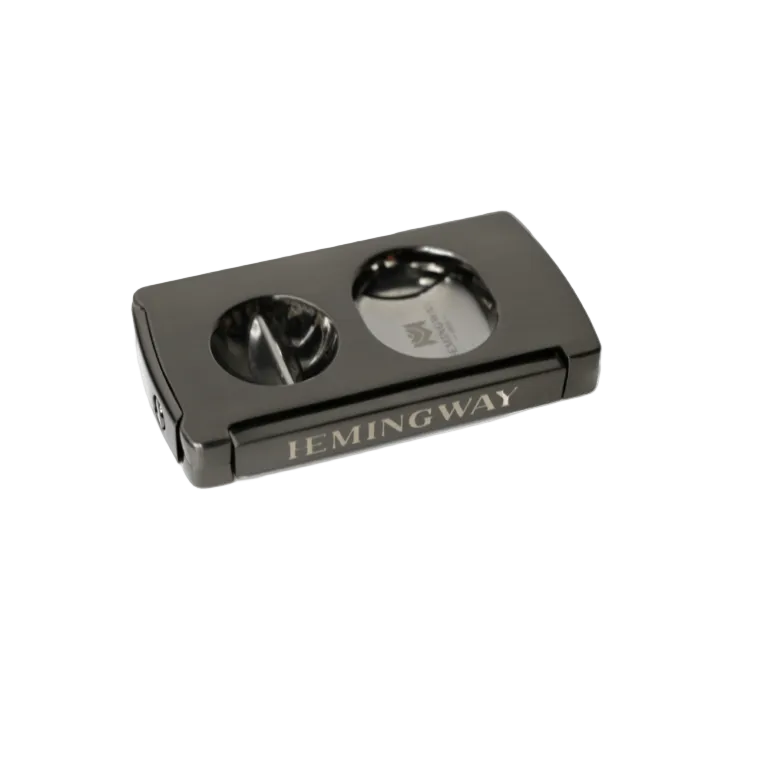 Cigar cutter with 'LEMINGWAY' branding on a white background