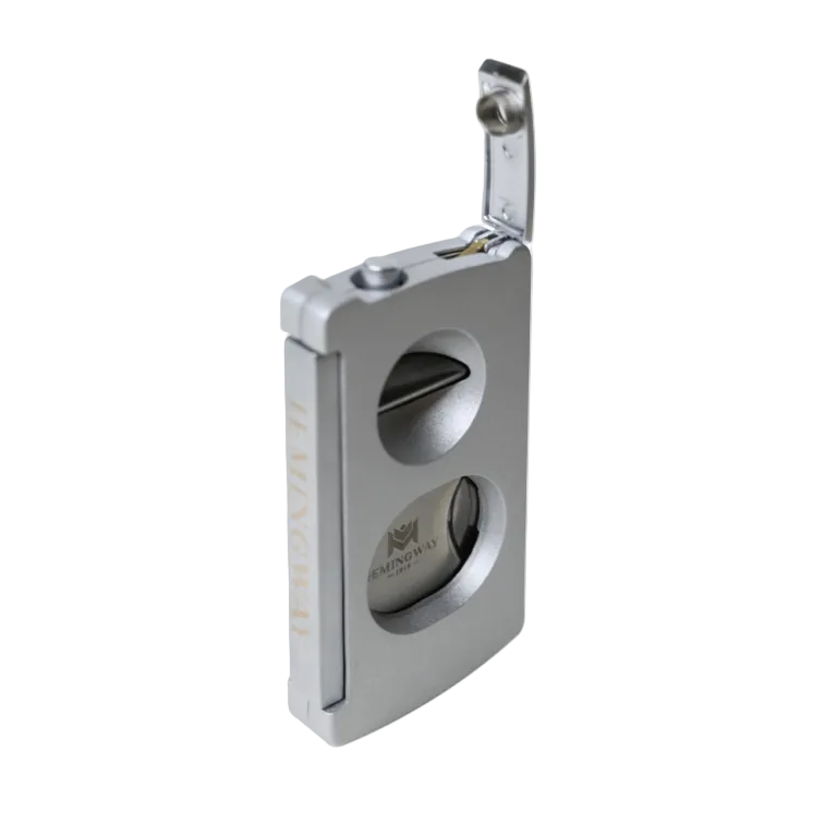 Cigar cutter with a brand logo on a white background