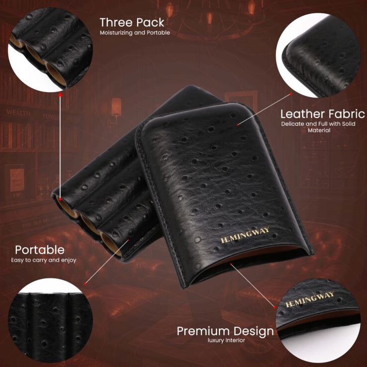 Portable Leather Cigar Case – Black Edition