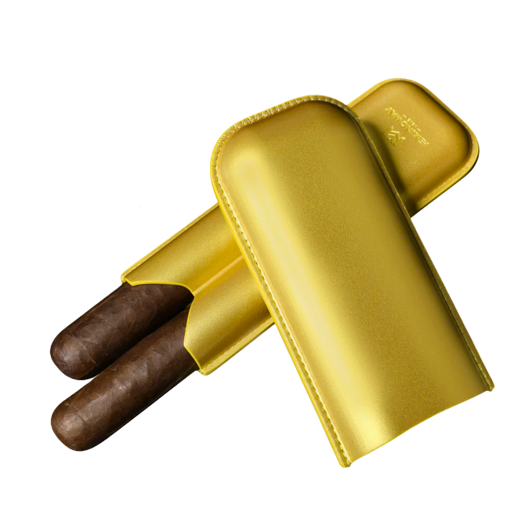 Premium Leather Cigar Case – Gold Edition