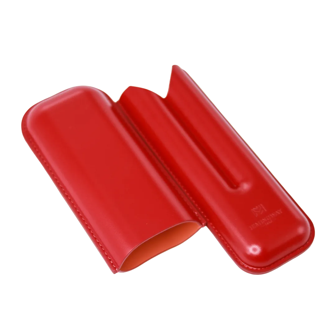 Hemingway cigar case Red leather on a white background