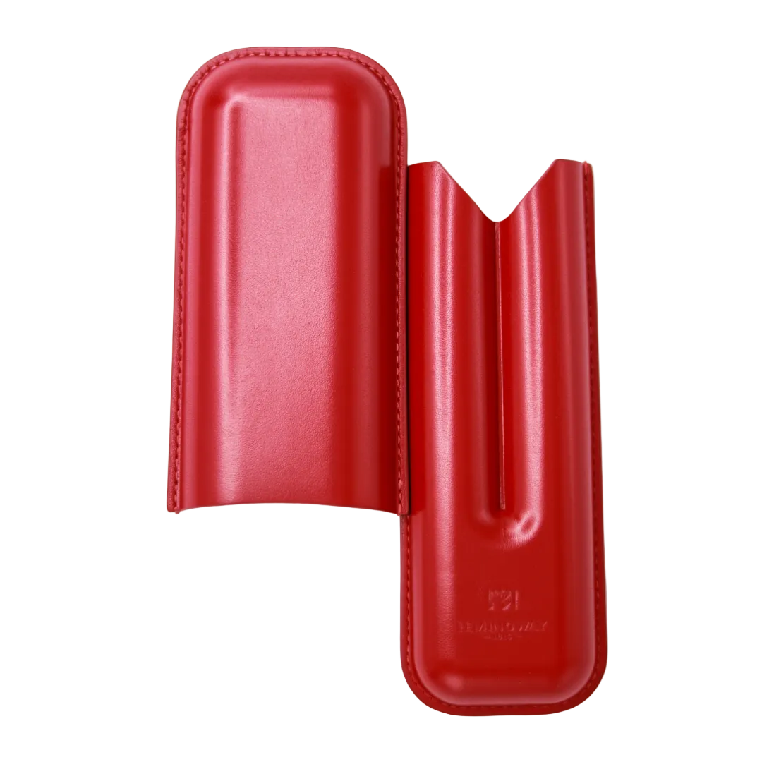 Red leather Cigar case on a white background