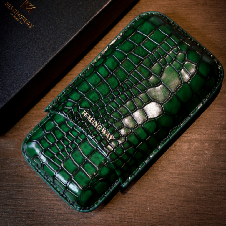 Portable Leather Cigar Case – Green Edition