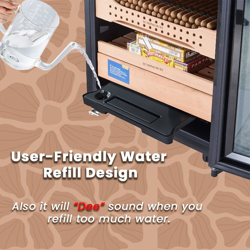 Hemingway electric cigar humidor water refill system with Spanish cedar drawers UAE