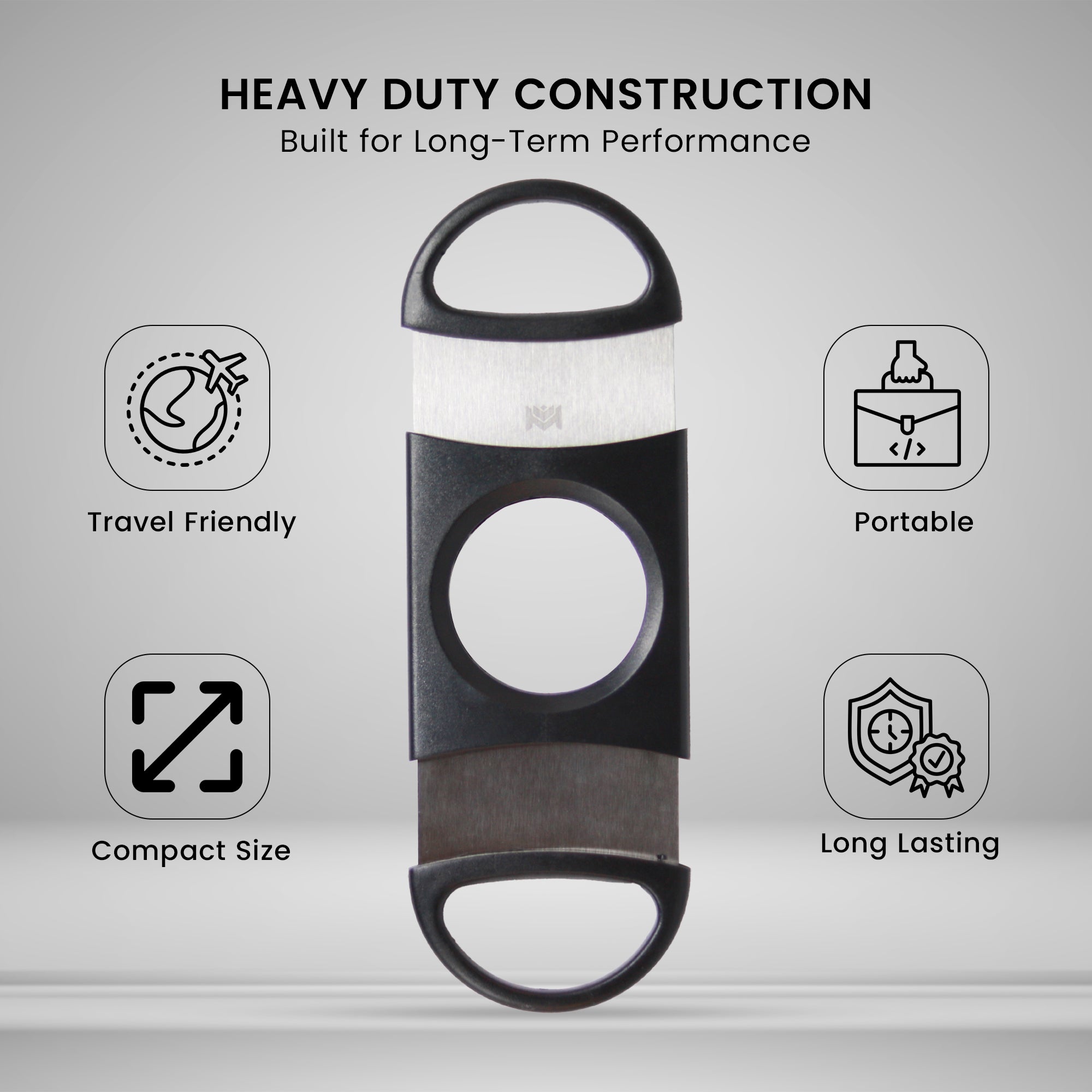 Hemingway Double Blade Cigar Cutter Black heavy duty construction