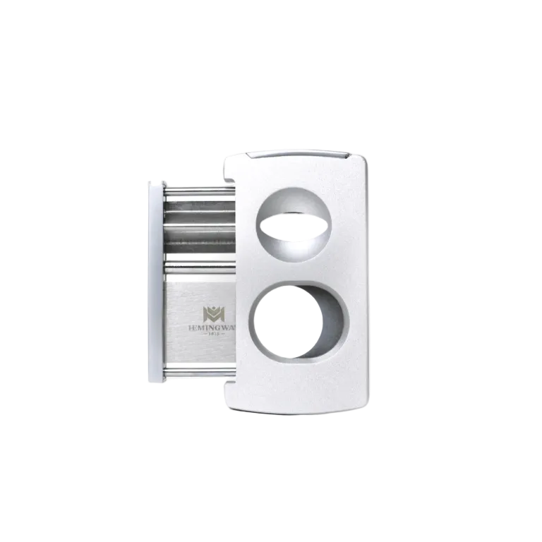 Silver cigar cutter on a white background
