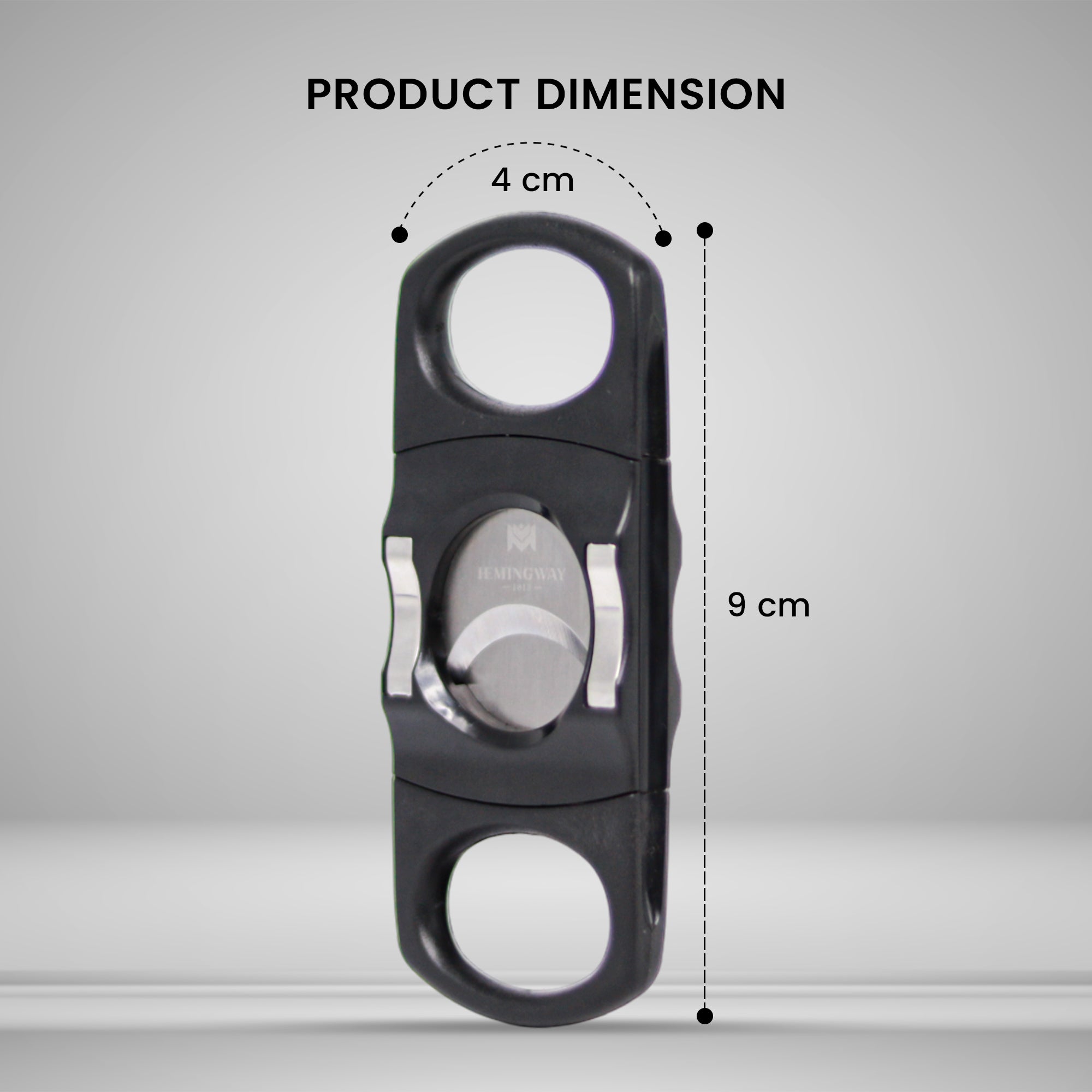 Precision Cigar Cutter Black and Silver dimensions 9 by 4 cm