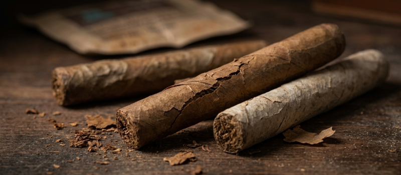 Dry cracked cigar wrapper caused by poor storage in UAE
