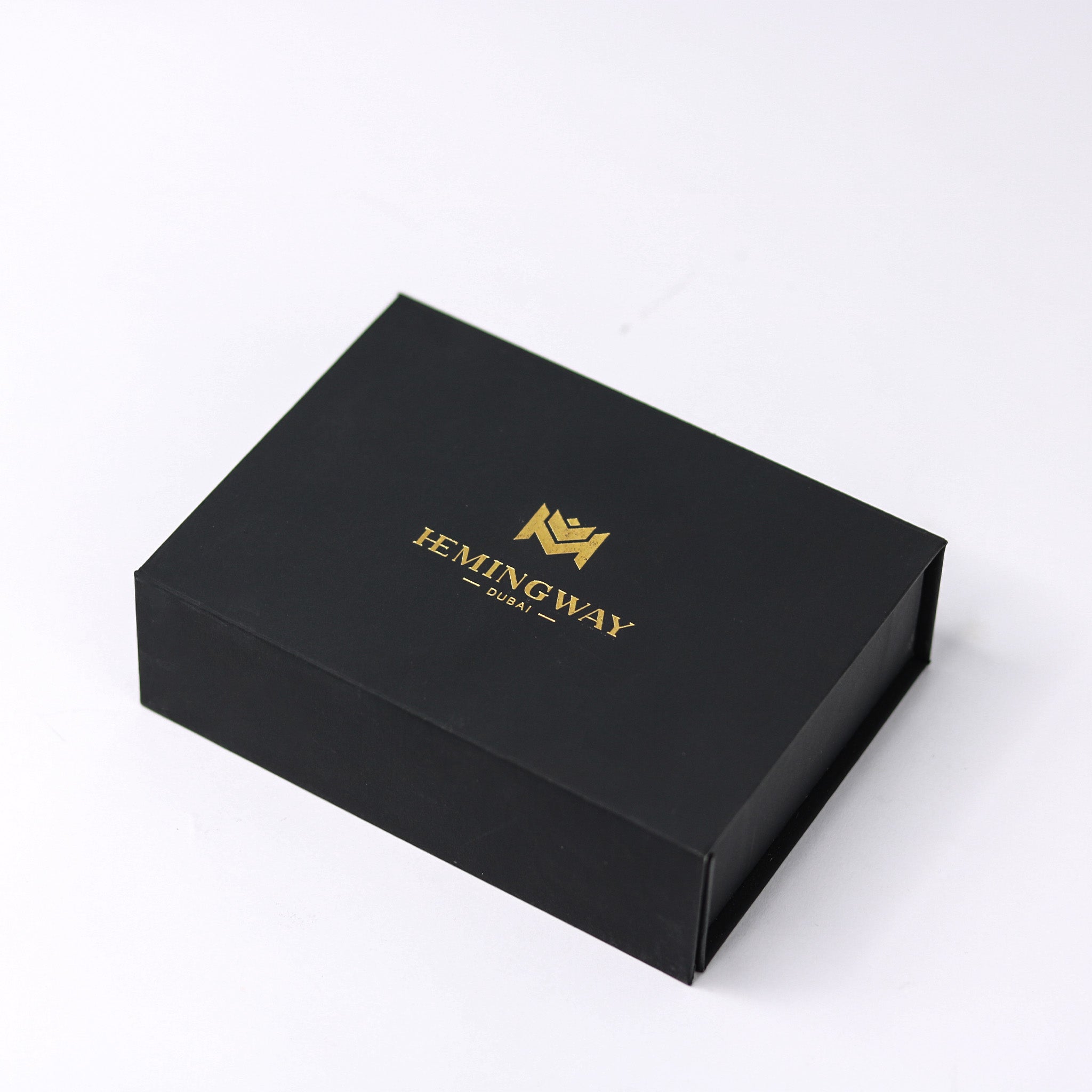 Black box with 'Hemingway' logo on a white background