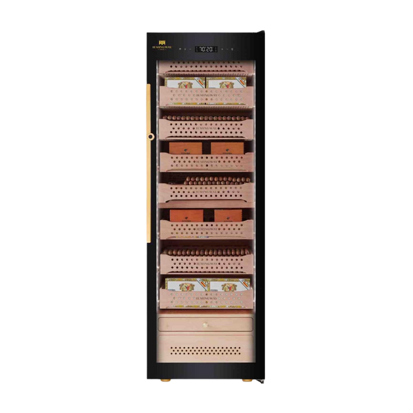 Hemingway B6 electric cigar humidor front view with glass door for UAE collectors