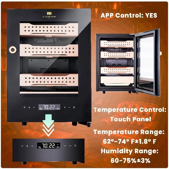 Hemingway smart electric cigar humidor with app and touch temperature control UAE