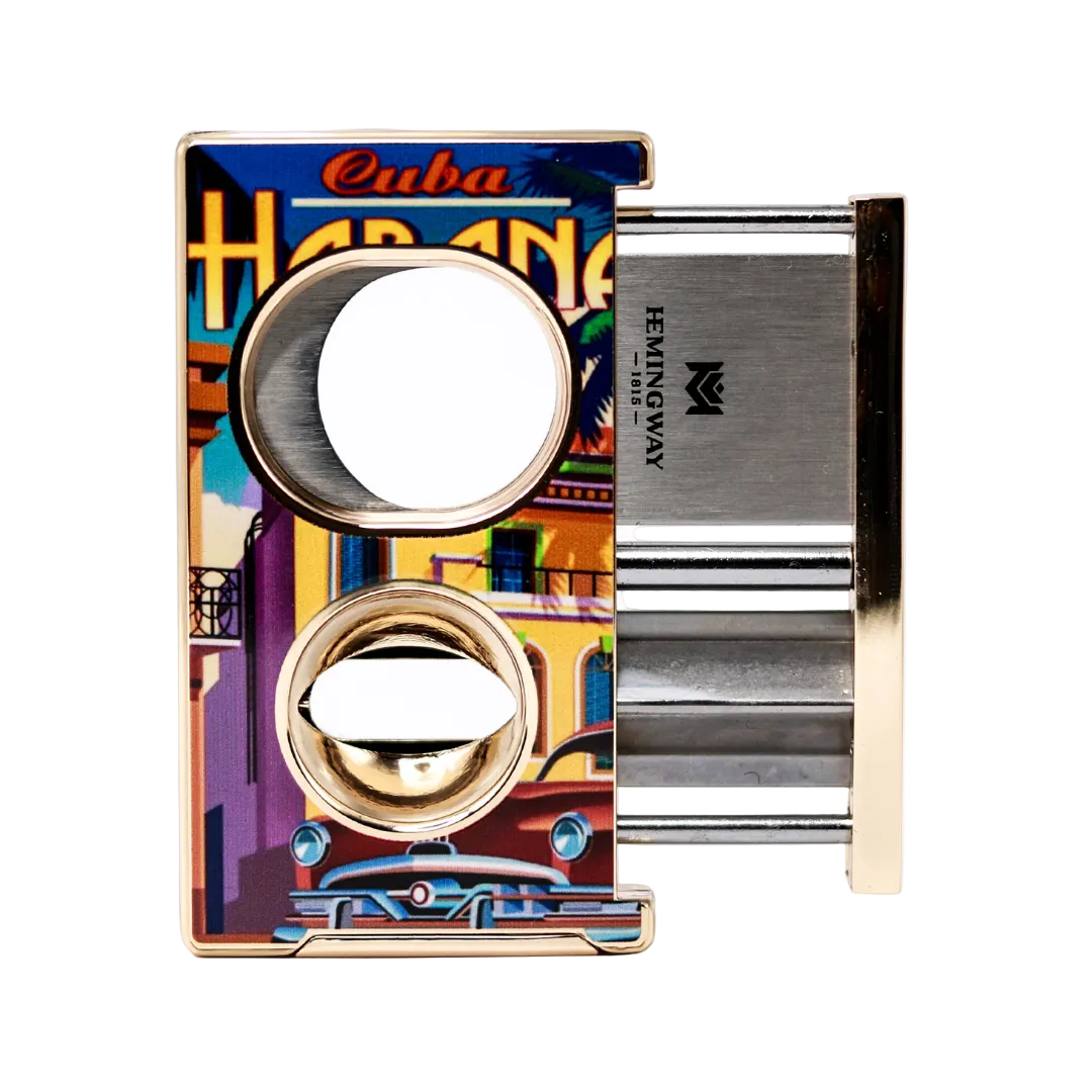 Cigar cutter with colorful 'Cuba Havana' design on a white background