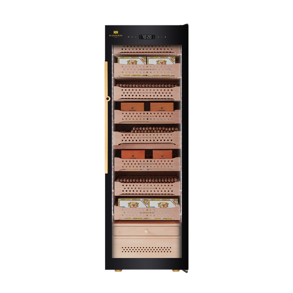 Cigar humidor with digital display on a white background