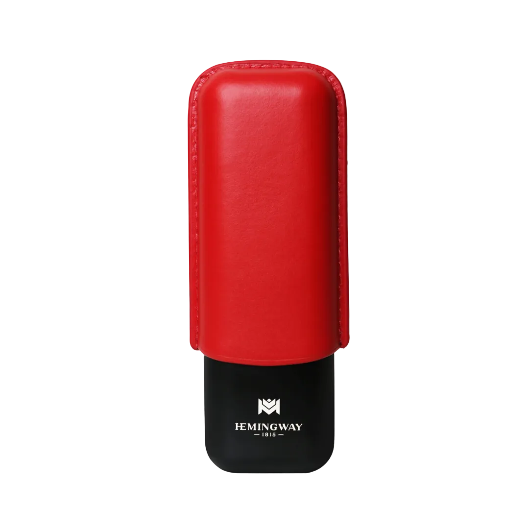 Red and black leather case with 'JEMINGWAY' branding on a white background