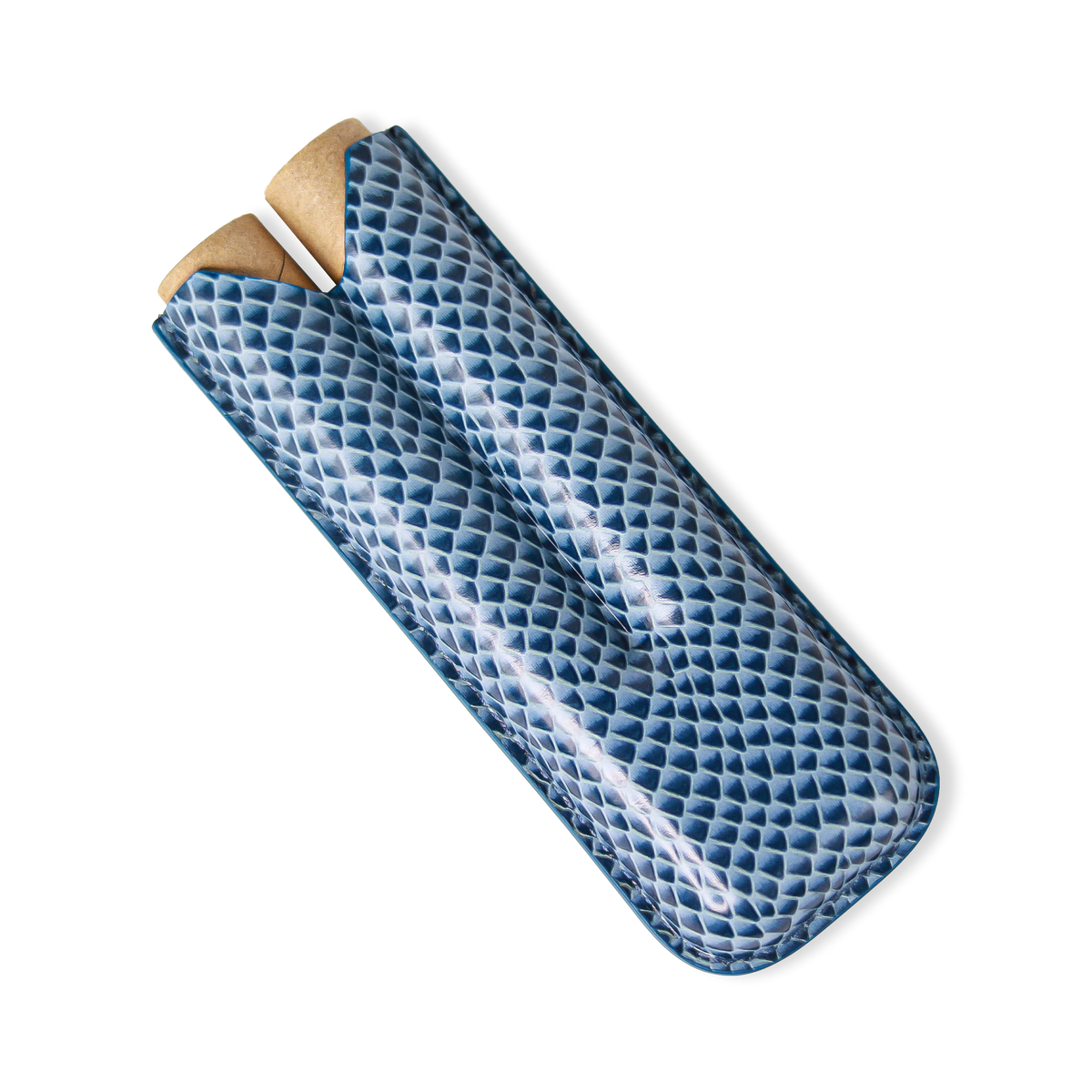 Snake Print Leather Cigar Case – Blue Edition