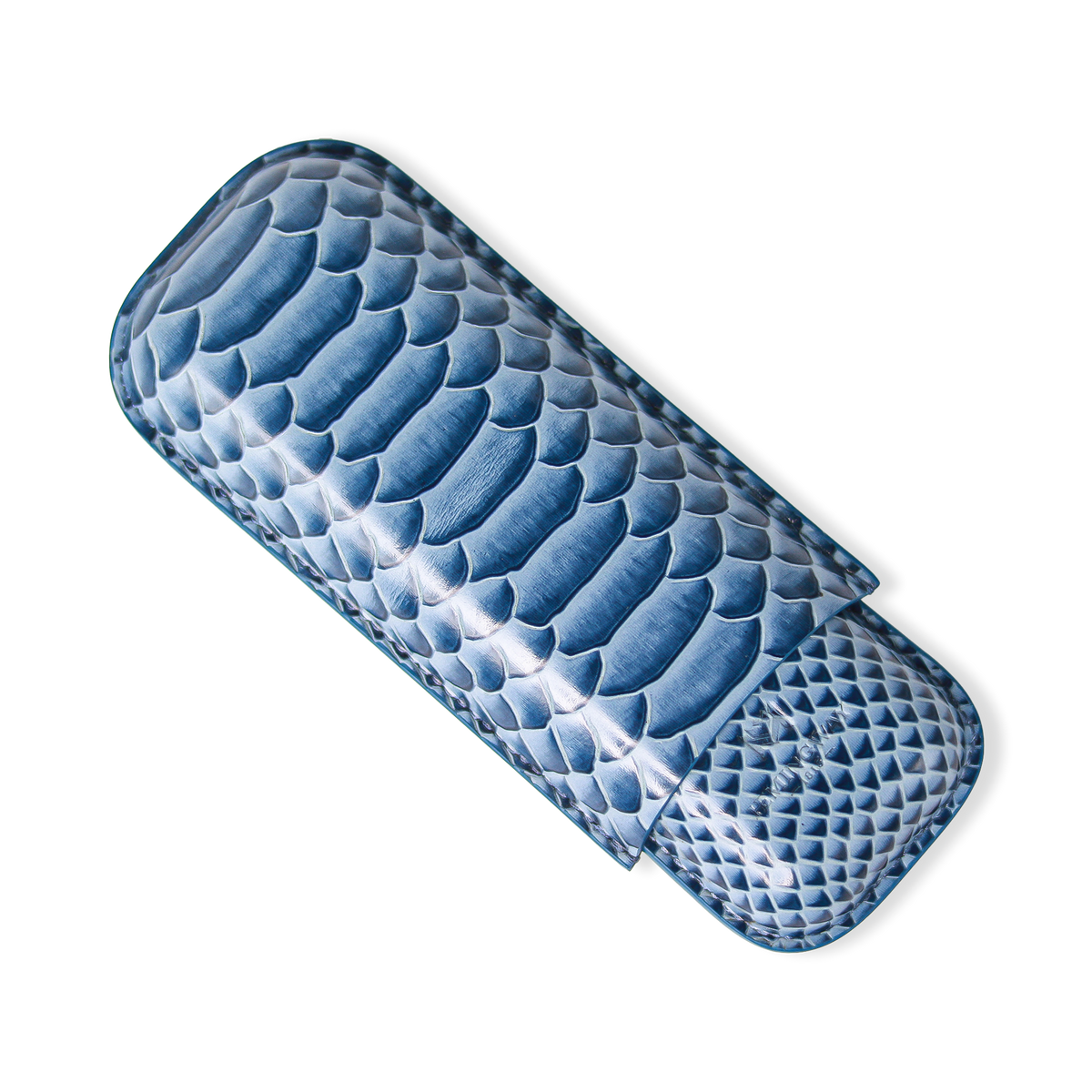 Snake Print Leather Cigar Case – Blue Edition