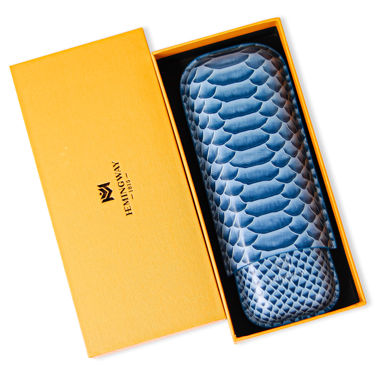 Snake Print Leather Cigar Case – Blue Edition