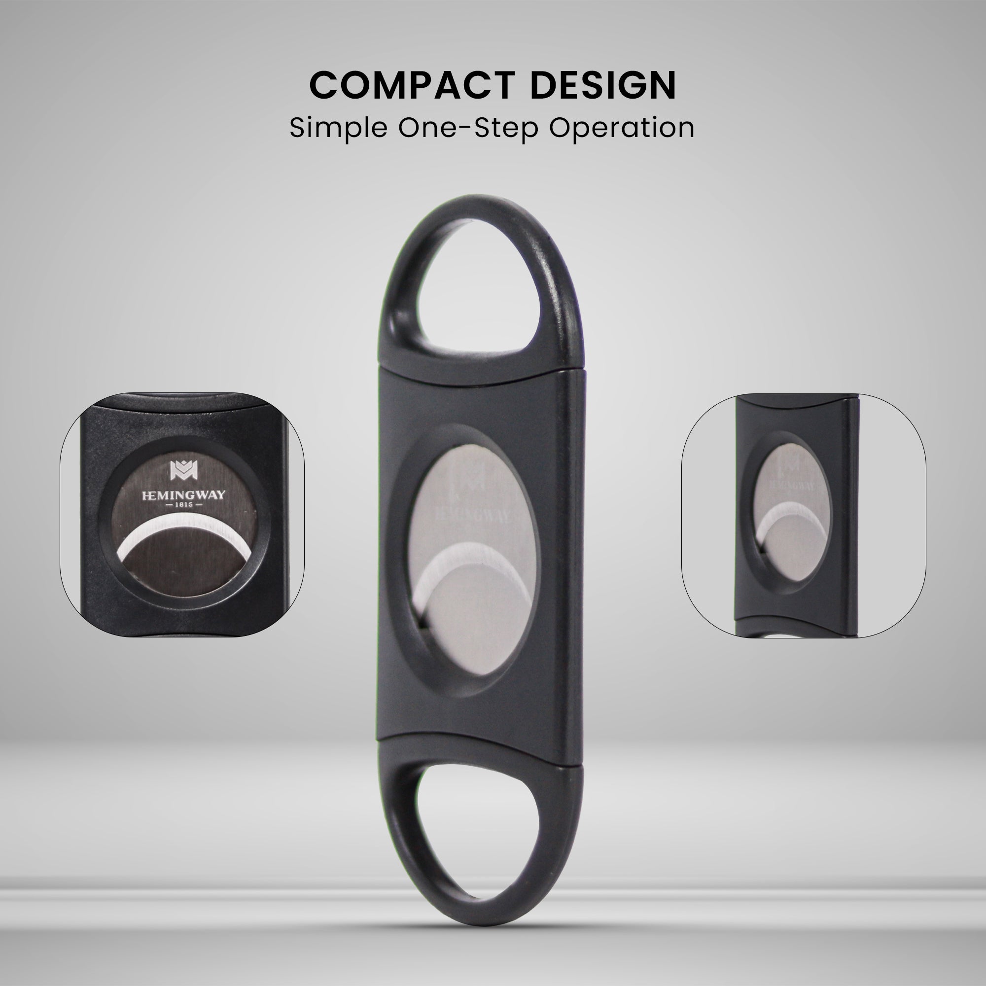 Hemingway Double Blade Cigar Cutter Black compact design