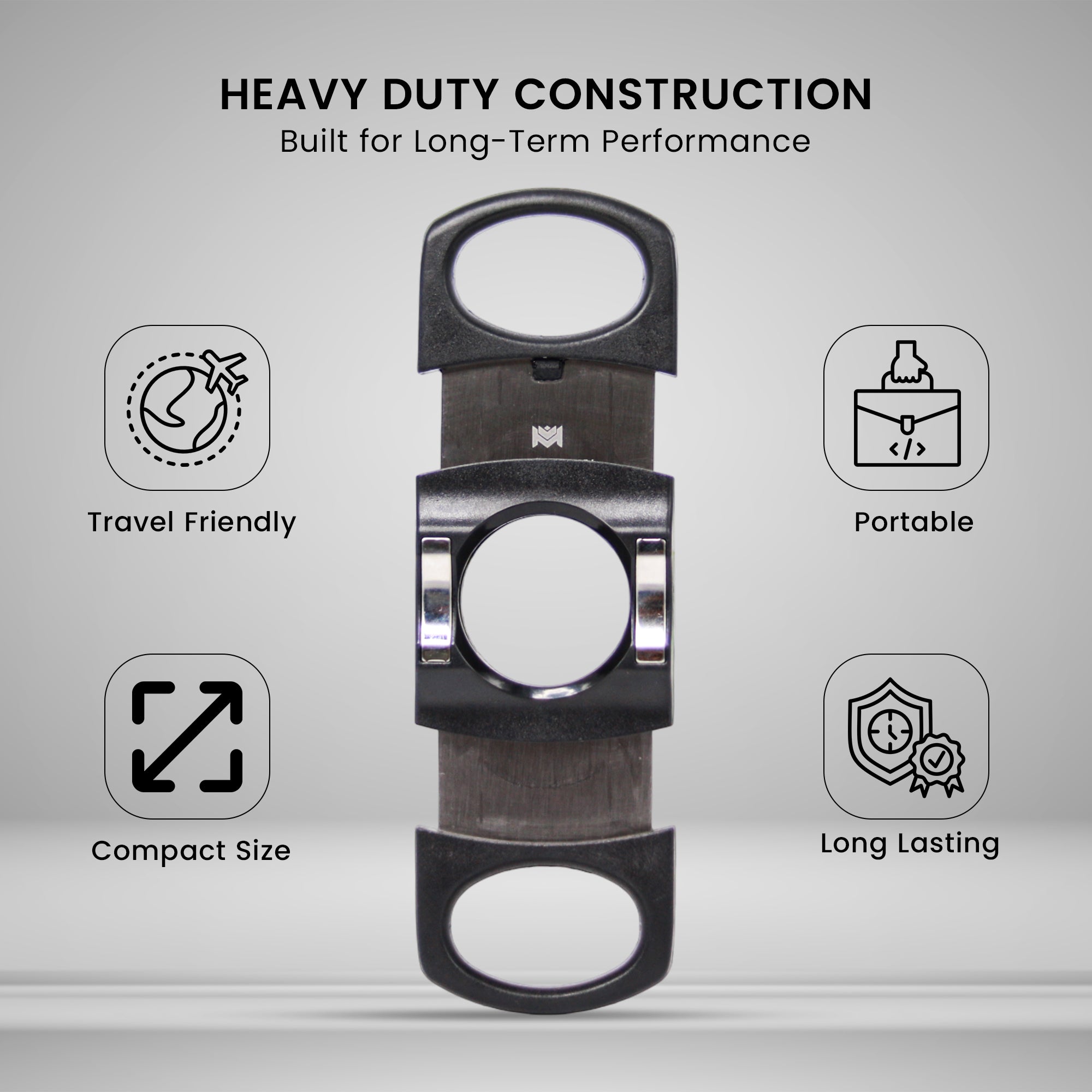 Precision Cigar Cutter Black and Silver heavy duty construction